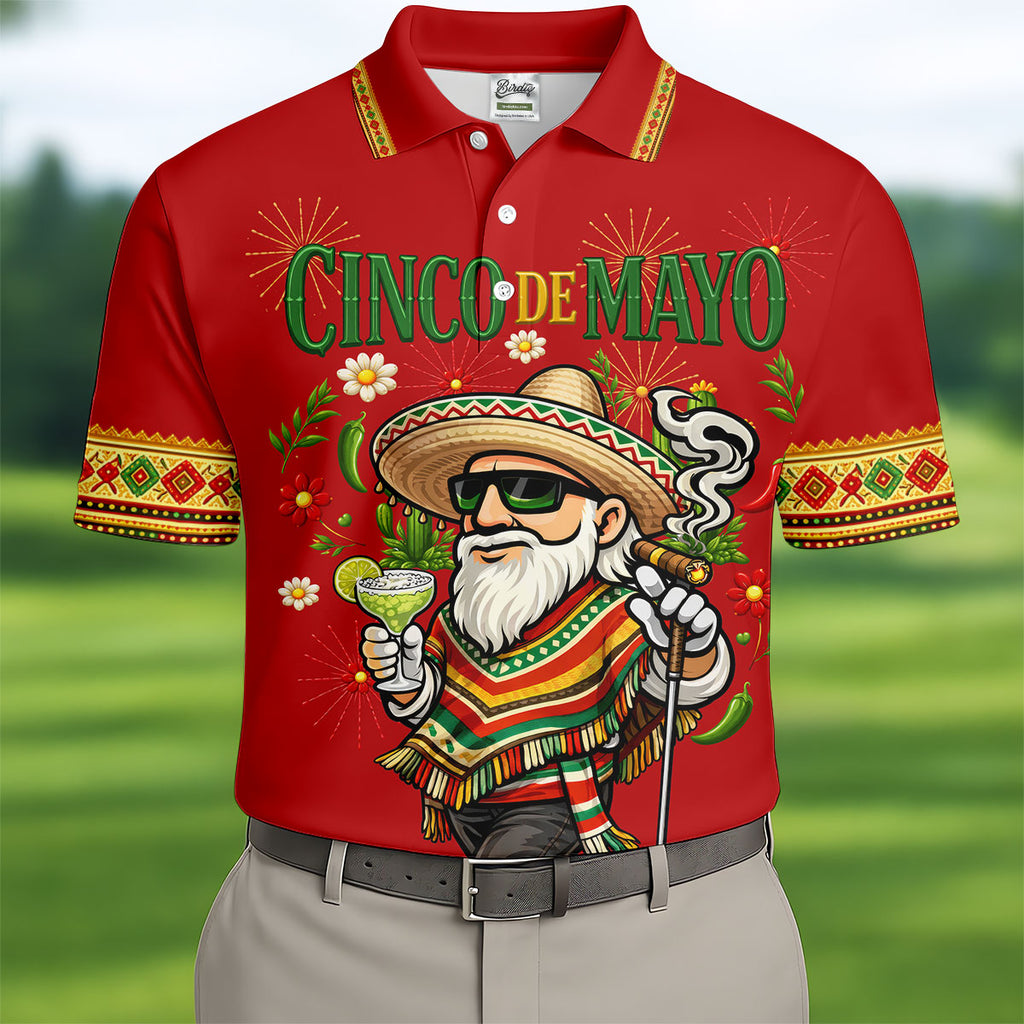 Margarita Man Cinco De Mayo Celebration Red Golf Shirt, Fiesta Theme Golf Shirts For Men