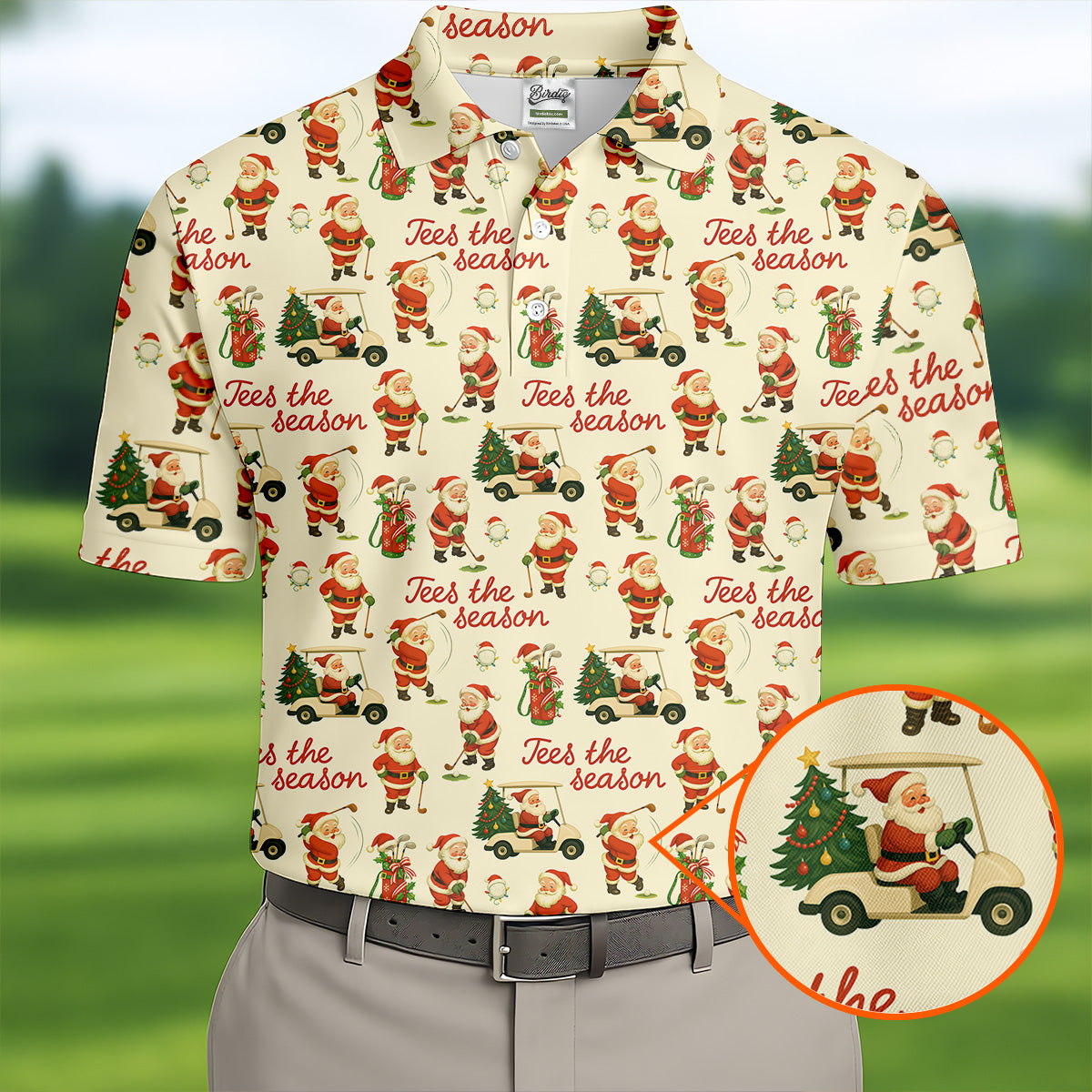Tees The Season Funny Santa Claus Golf Tops For Men, Christmas Golf Shirt, Polo ShirtFor Men, Golf Gift For Men