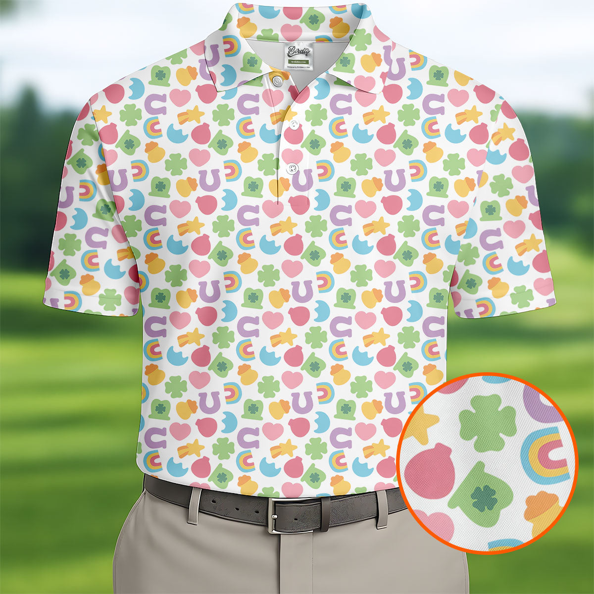 St Patrick's Day Lucky Charms White Golf Shirt, Cute Golf Outfit, Polo Shirts For Men, Golf Shirts For Men