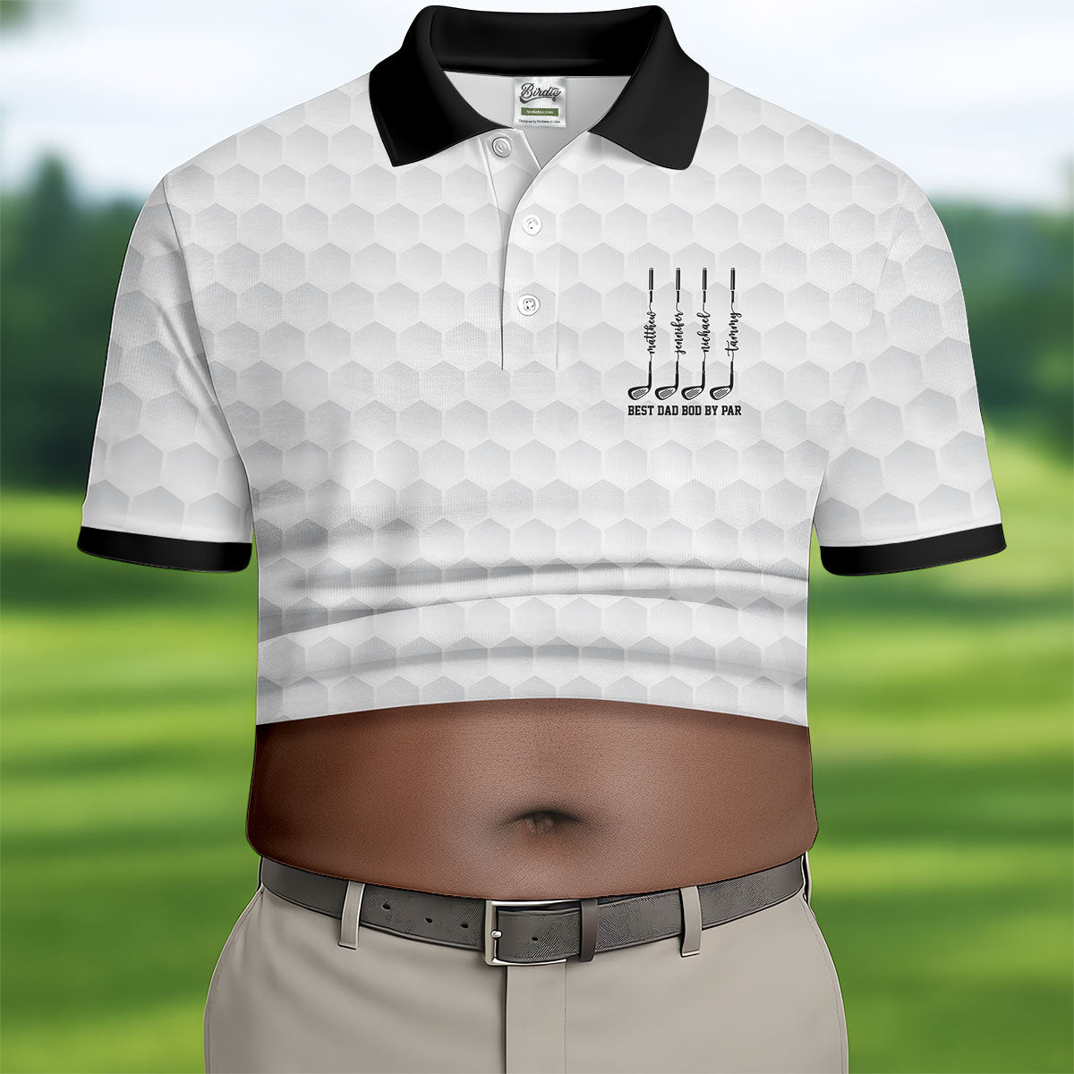 Best Dad Bod By Par White Men's Funny Golf Polo Shirts, Father's Day Golf Shirt, Golf Gift For Dad