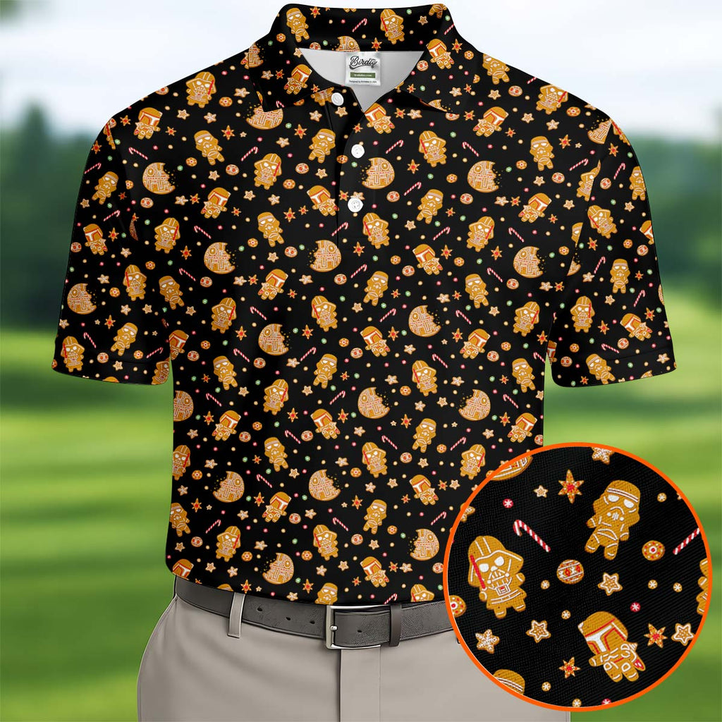 Funny Gingerbread Galaxy Character Golf Tops For Men, Christmas Golf Shirt, Polo Shirts For Men