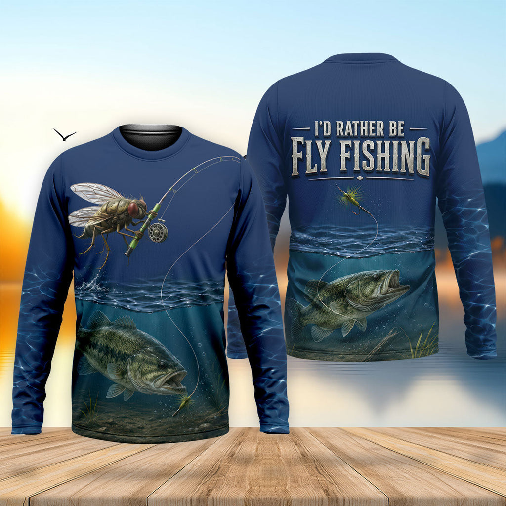 I'd Rather Be Fly Fishing UPF Shirt, Long Sleeve Fly Fishing Shirt, Mens Fishing Shirt