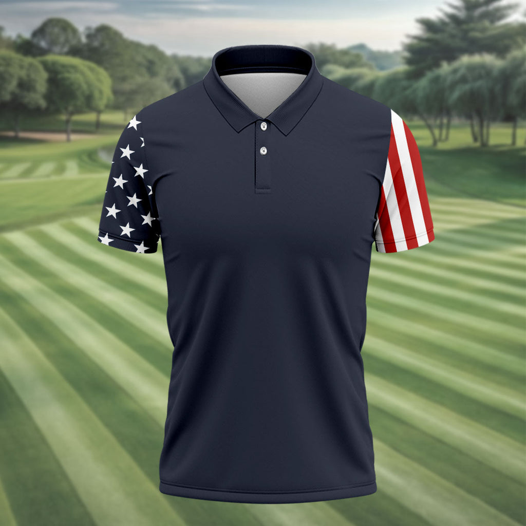 American Flag Golf Polo ShirtMens Golf Gift, Patriotic Golf Shirt, America 250 Anniversary Golf Polo