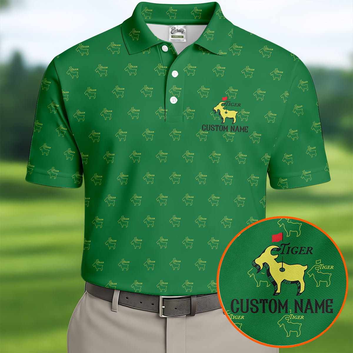 Tiger Goat Golf Tournament Golf Shirt, Golf Tops For Men, Golf Shirts For Men