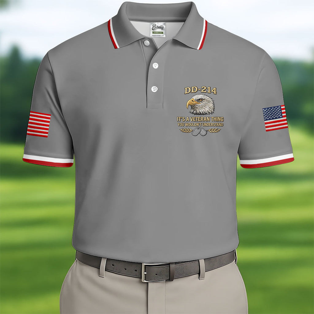 DD 214 Veteran Memorial Patriotic 4th Of July Golf Shirt, 250 Years Polo Shirts For Men