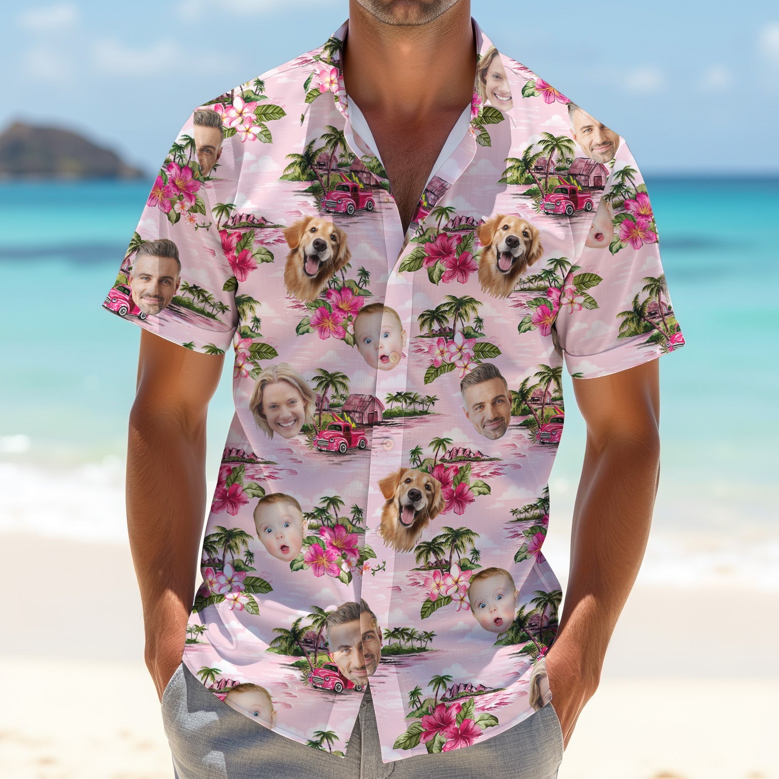Mens Pink Hawaiian Shirt, Flower Men Shirt, Custom Team Shirt, Men Polo Shirt, Best Gifts For Men Golfers