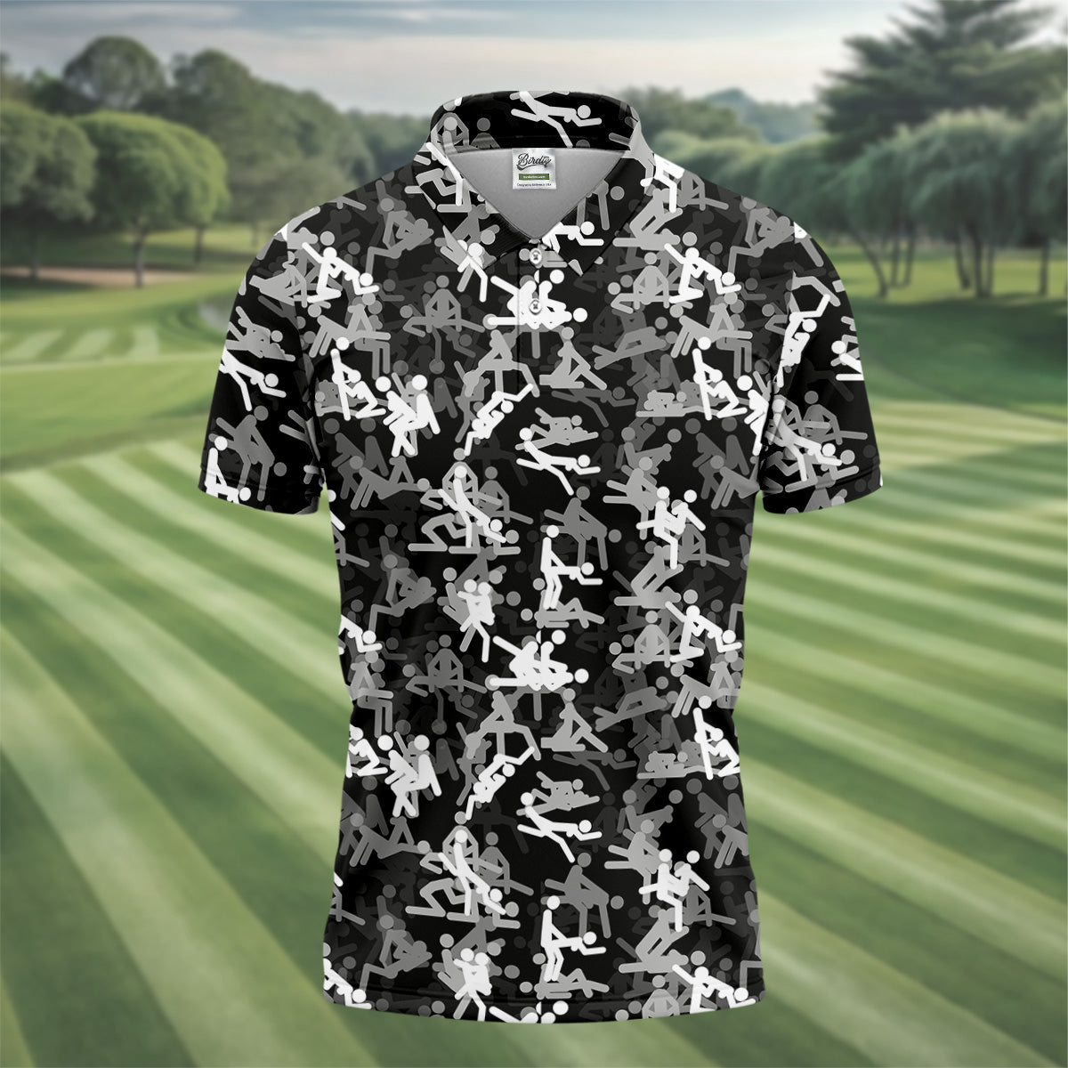 Black And White Funny Couple Mens Golf Polo Shirts, Cool Golf Gift, Golfing Apparel