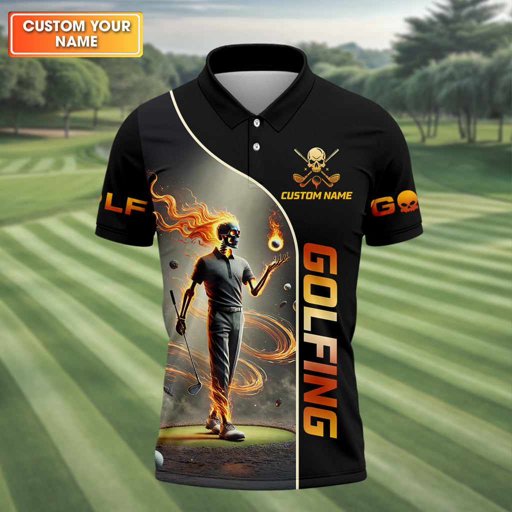 I Was One Under Today Custom Men's Golf Polo ShirtFunny Skull Golf Shirt, Dad Golf Gift