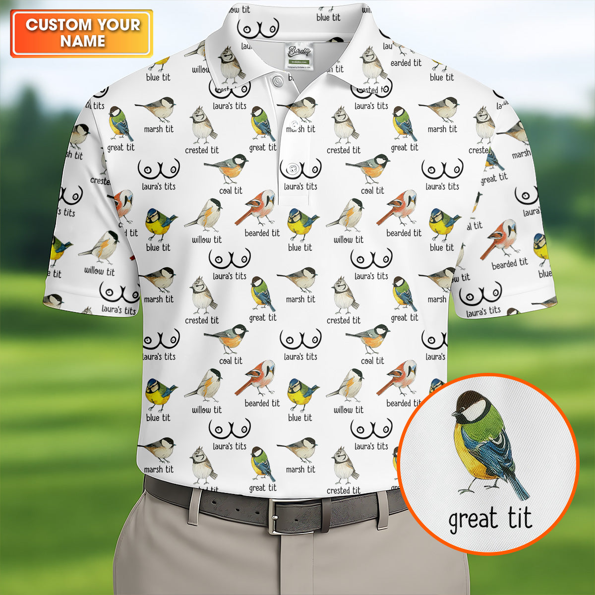 Funny Birds Adult Humor Men's Golf Shirts, Men's Funny Golf Shirts, Polo Shirts For Men