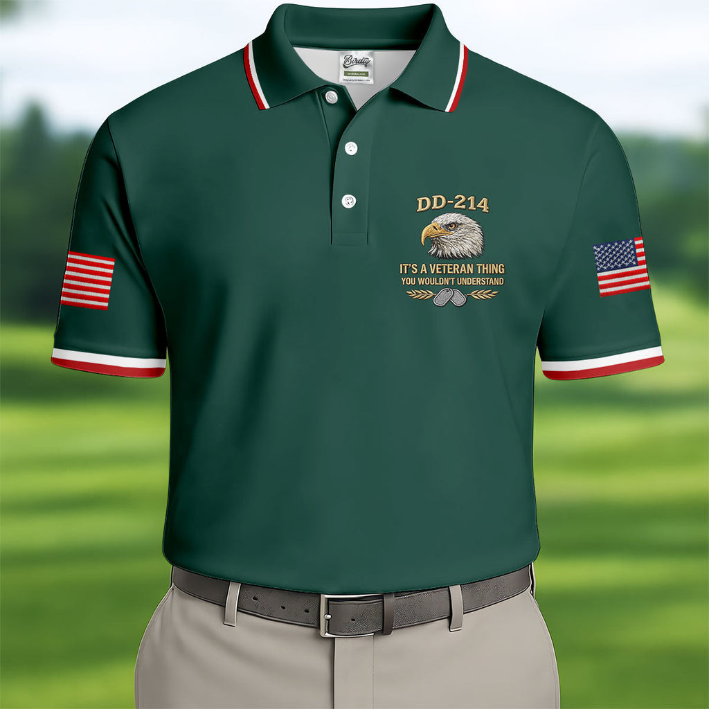 DD 214 Veteran Memorial Patriotic 4th Of July Golf Shirt, 250 Years Polo Shirts For Men