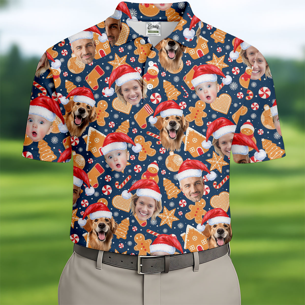 Custom Christmas Sweets Navy Golf Shirt, Christmas Golf Shirt, Polo Shirts For Men, Golf Gift For Men