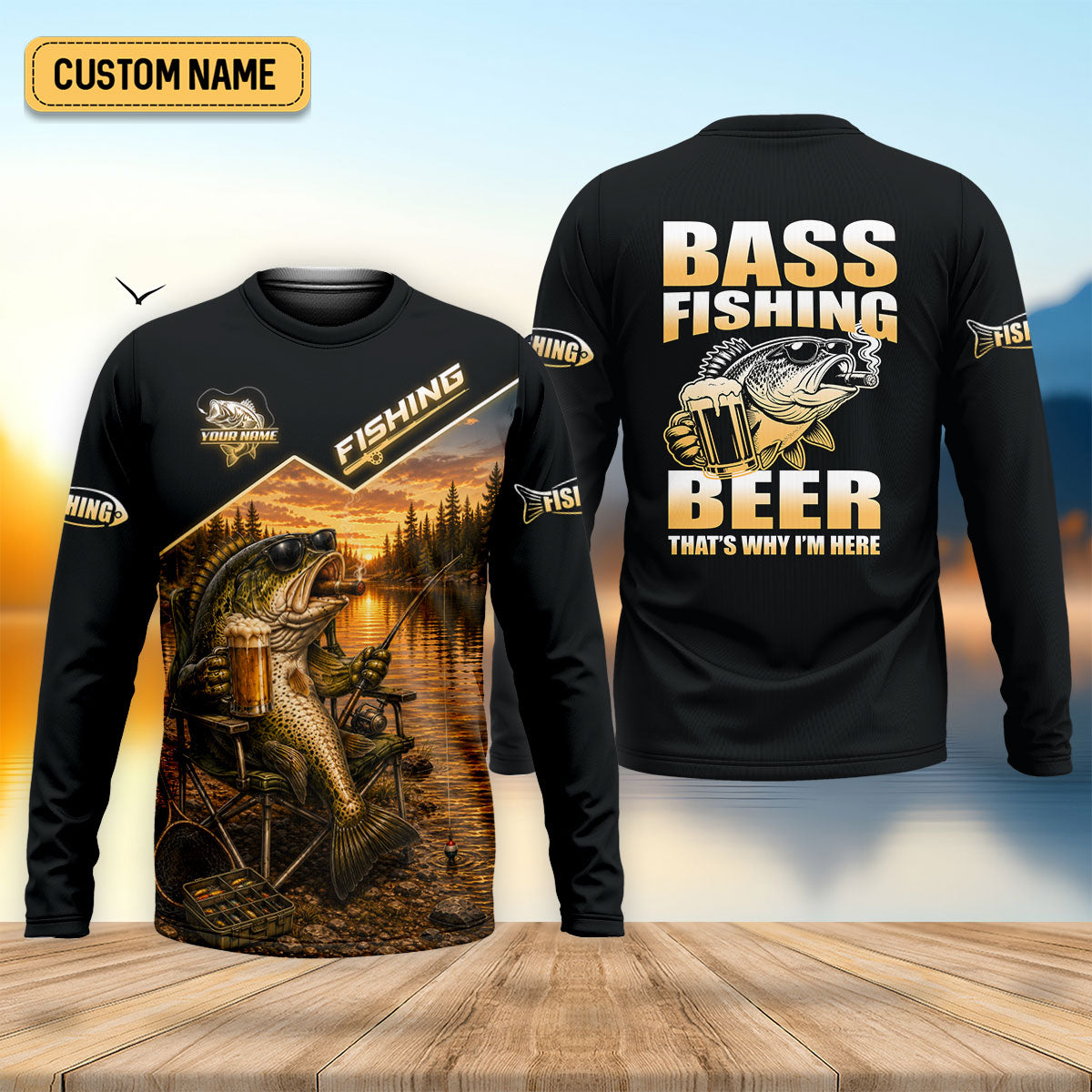 Bass Fishing Beer That's Why I'm Here Funny UPF Shirt, Mens Fishing Shirt, Fishing Shirt