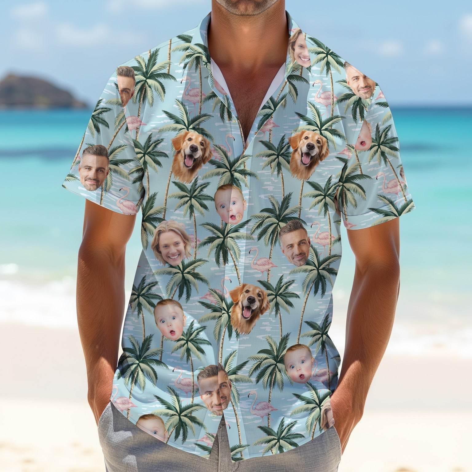 Pink Flamingo Hawaiian Shirt, Custom Team Shirt, Green Polo Shirt, Best Gifts For Men Golfers