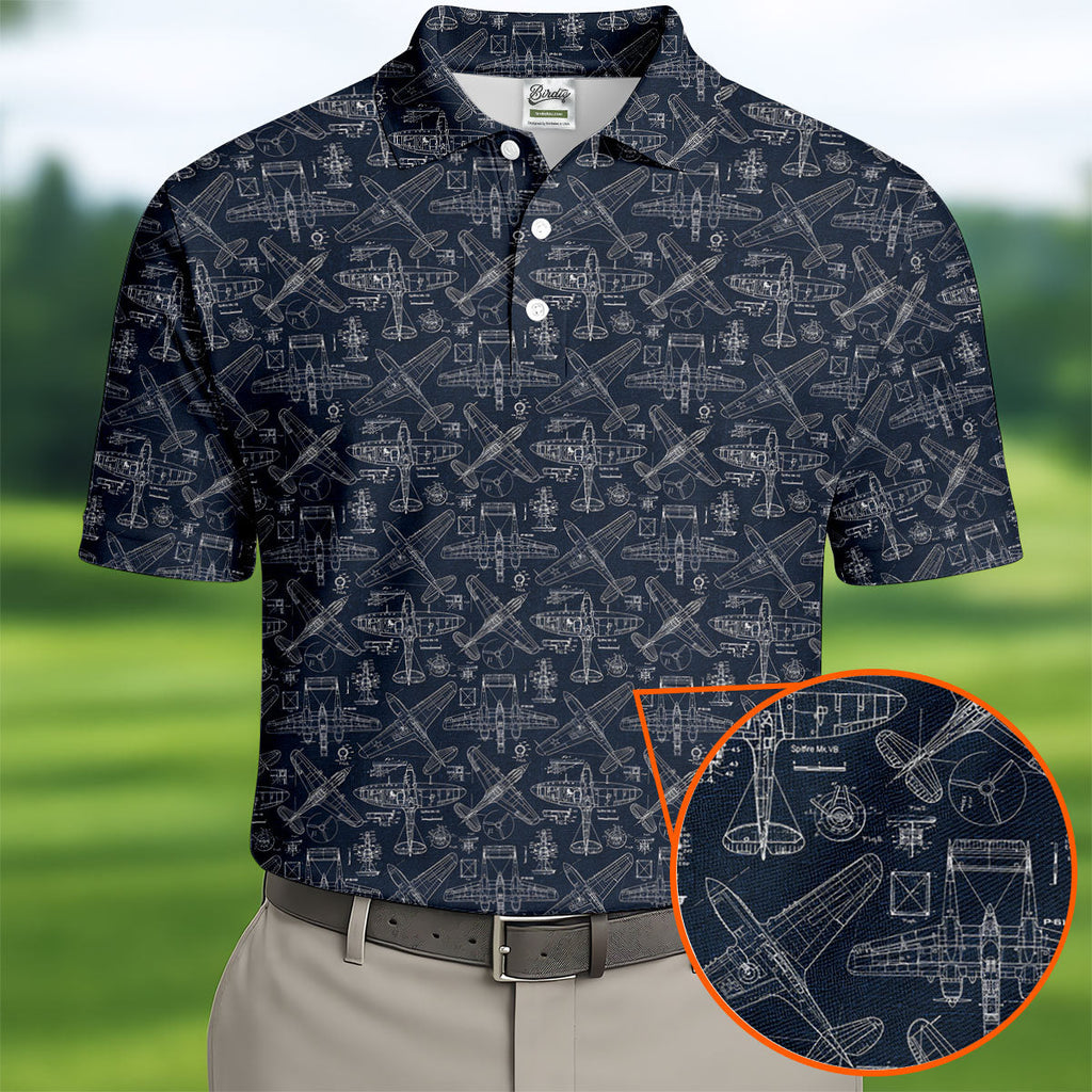 Aircraft Models Airplane Blueprints Golf Tops For Men, Polo Shirts For Men, Golf Shirts For Men