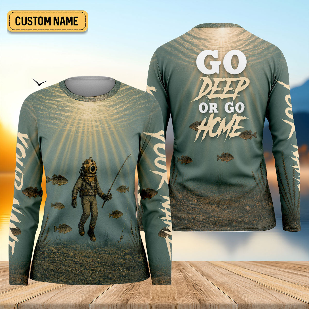 Go Deep Or Go Home Underwater Fishing UPF Shirt, Womens Fishing Shirts, Fishing Apparel