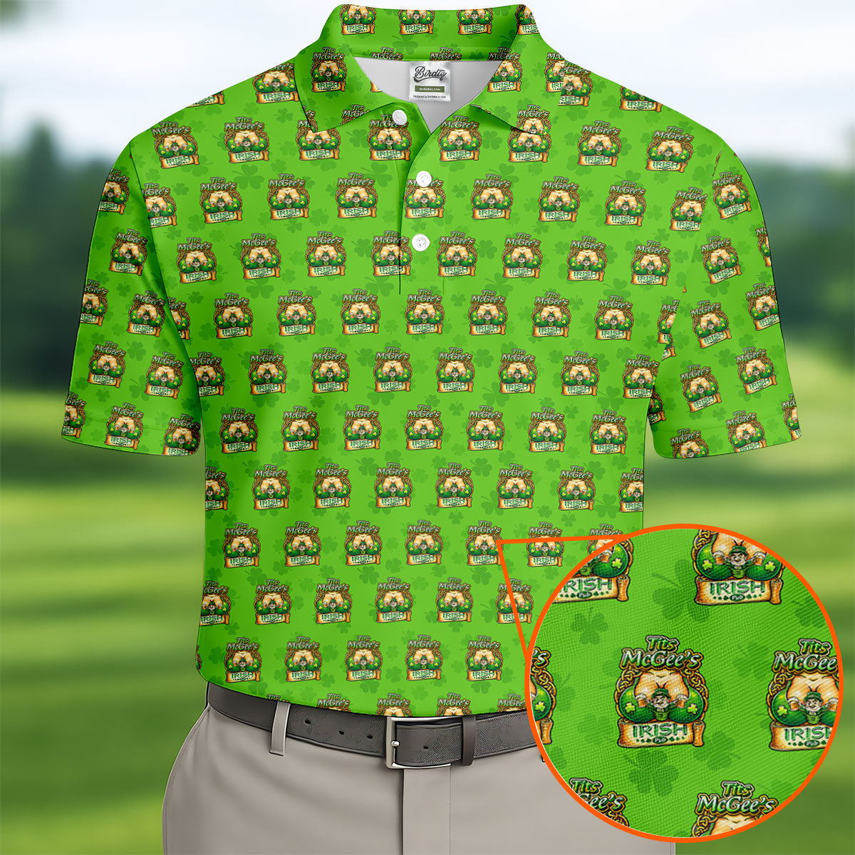 Green St Patrick's Day Funny Adult Shamrock Golf Shirt, Polo Shirts For Men, Golf Shirts For Men