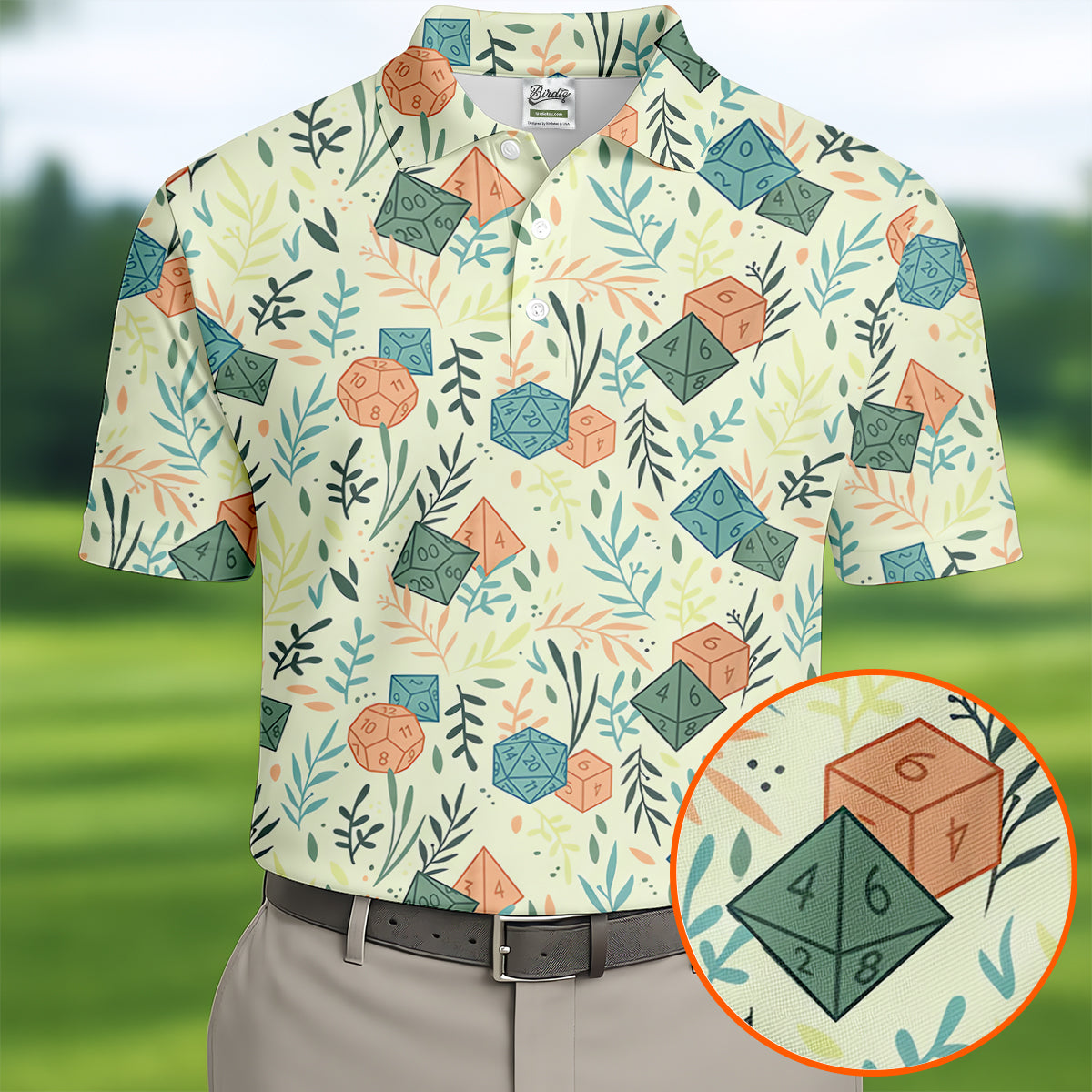 Polyhedral Dice Dragon Game Tropical Vibe Golf Tops For Men, Polo Shirts For Men, Golf Shirts For Men