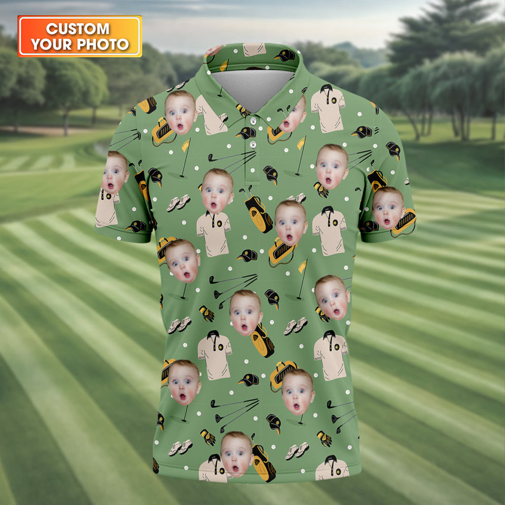 Custom Shirt With Kids Photo, Funny Golf Shirt, Christmas Golf Gift, Gifts For The Golfing Dad
