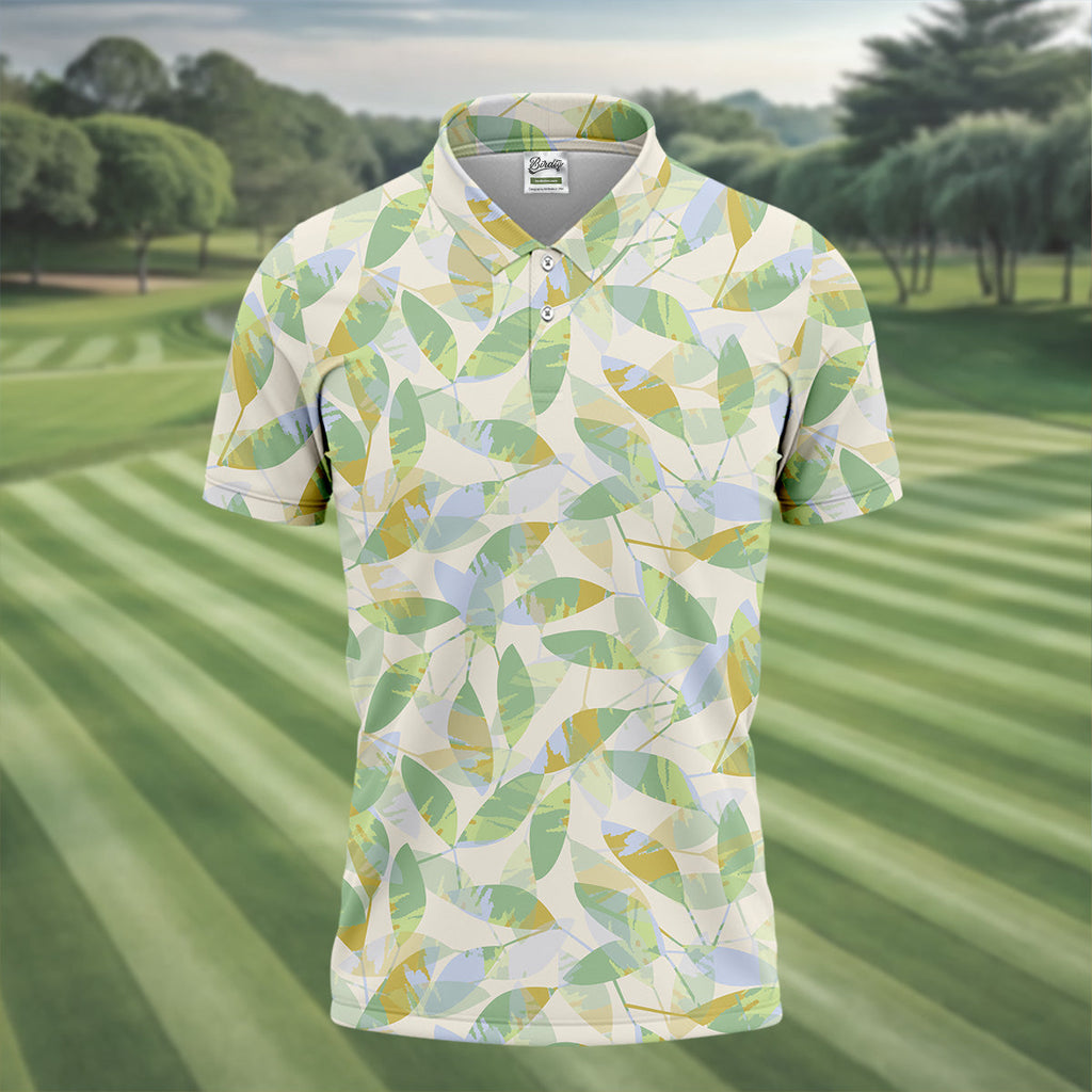 Abtract Seamless Pattern Men Golf Polo, Pastel Men's Long Seeve Golf Shirts, Matching Golf Shirts
