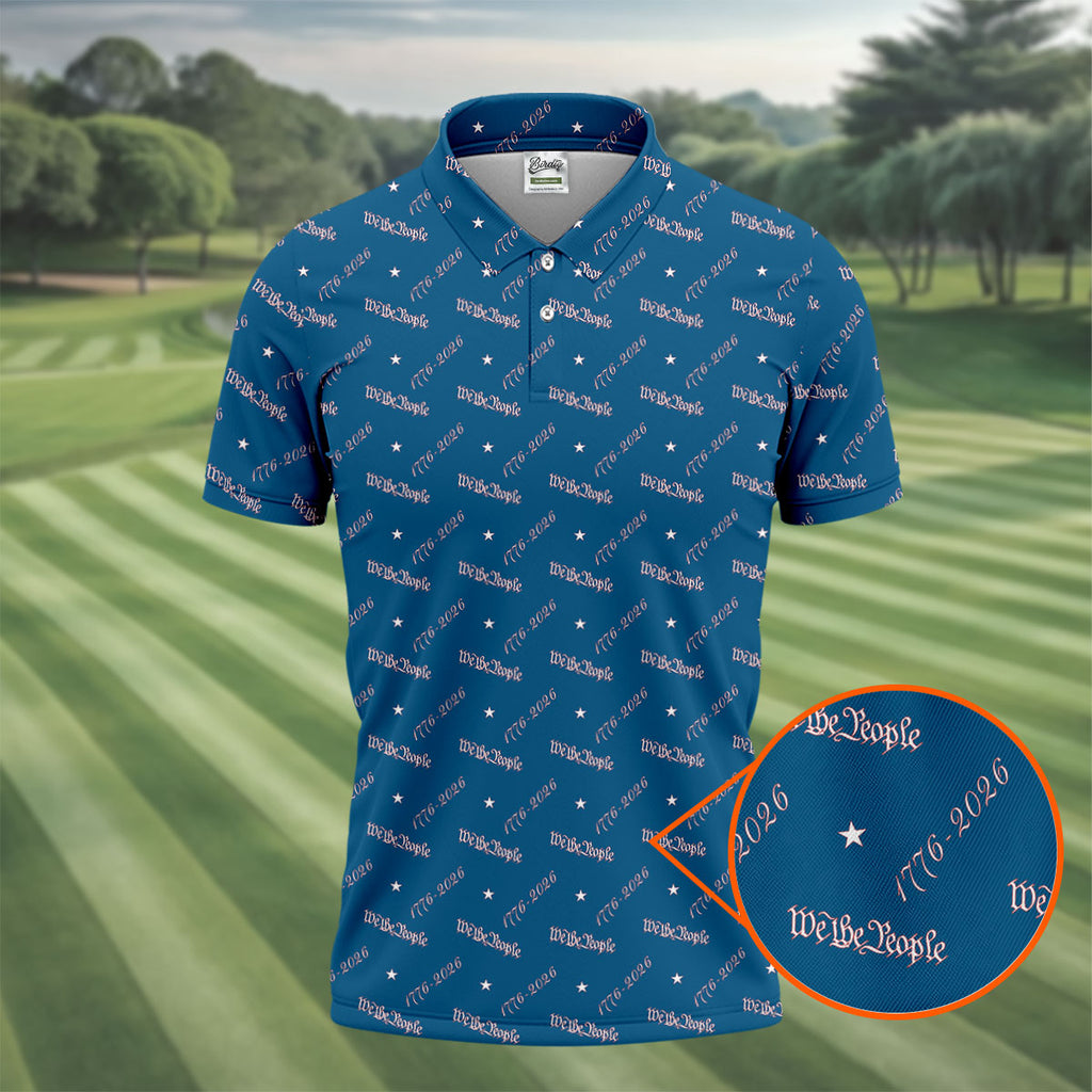 We The People 1776 2026 Patriotic Golf Polo Shirts, 250th Anniversary Polo Shirts For Men, Golf Shirts For Men