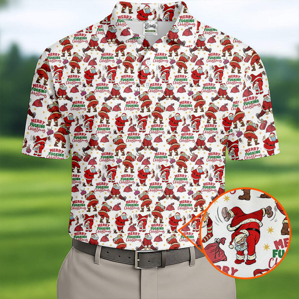 Merry Freaking Christmas Funny Santa Christmas Golf Shirt, Fun Golf Shirts For Men, Golf Gift For Men