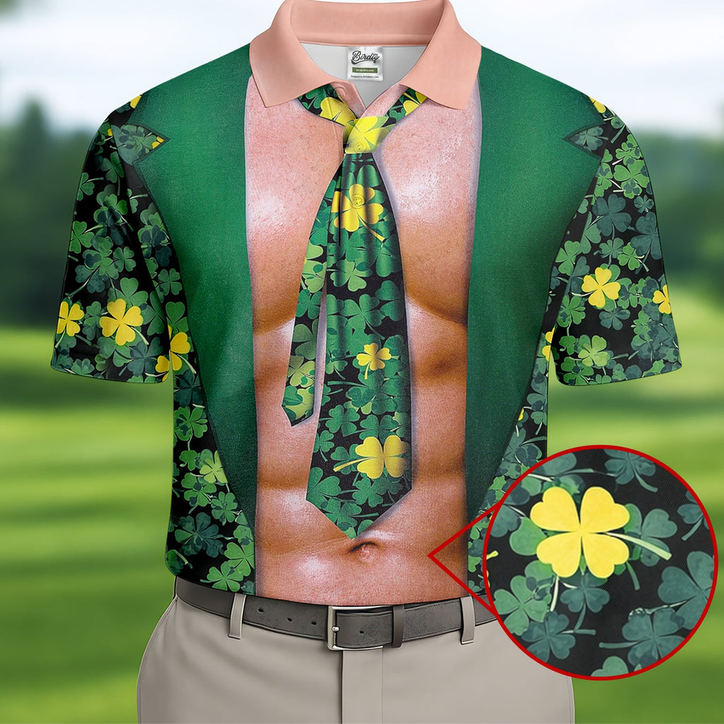 Funny St Patrick's Day Shamrock Golf Shirt, Golf Tops For Men, Polo ShirtFor Men, Golf Shirts For Men