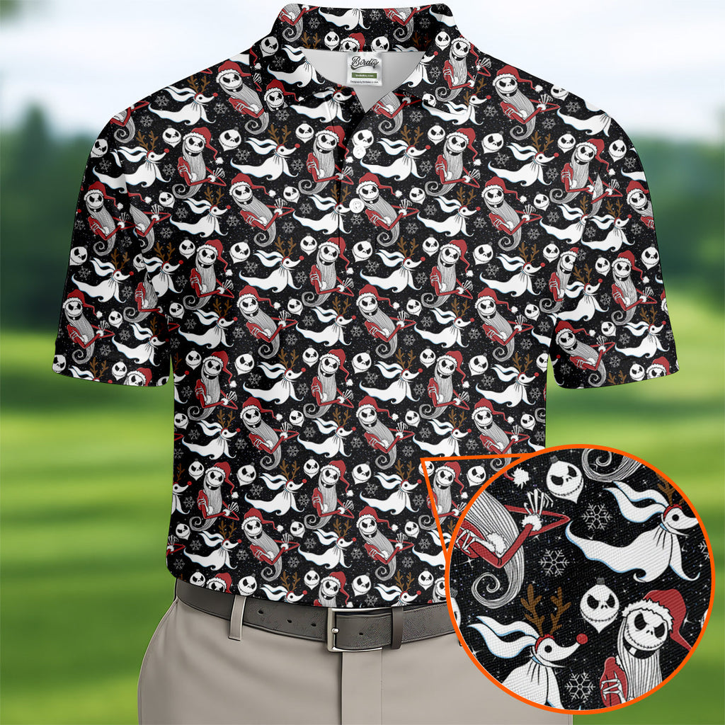 Horror Christmas Black Golf Shirt, Christmas Golf Shirt, Polo Shirts For Men, Golf Gift For Men