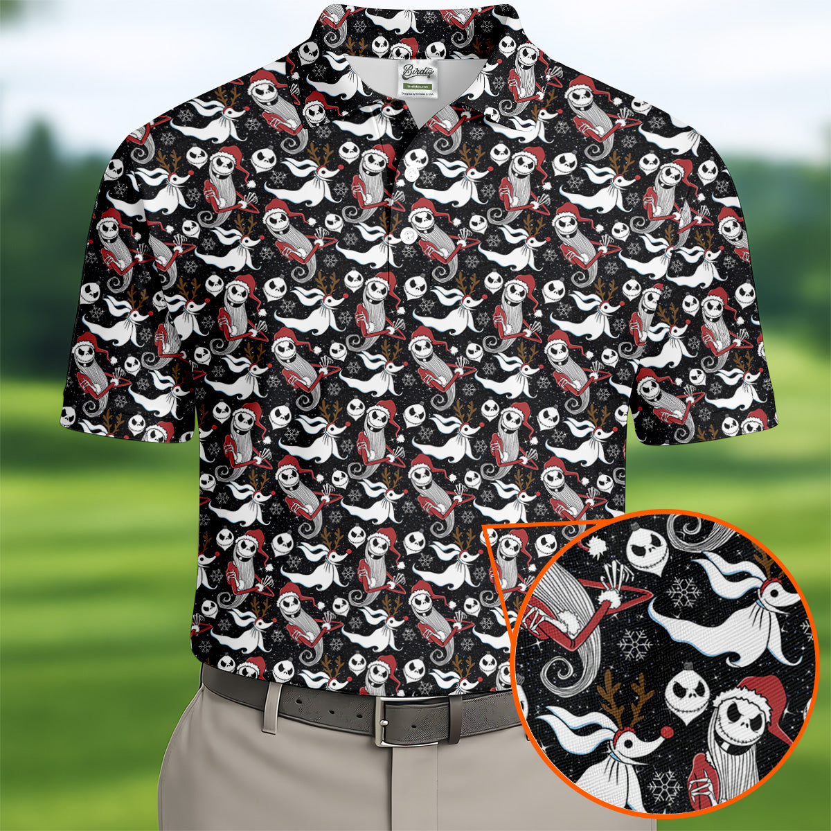Horror Christmas Black Golf Shirt, Christmas Golf Shirt, Polo Shirts For Men, Golf Gift For Men