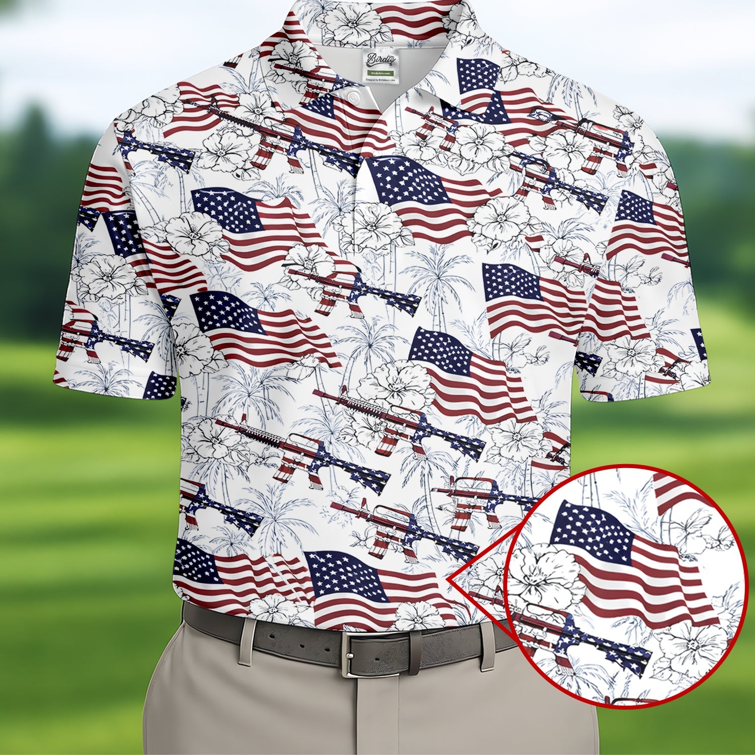 Hawaiian American Golf Tops For Men, 250th Anniversary Patriotic Golf Shirt, Polo Shirts For Men