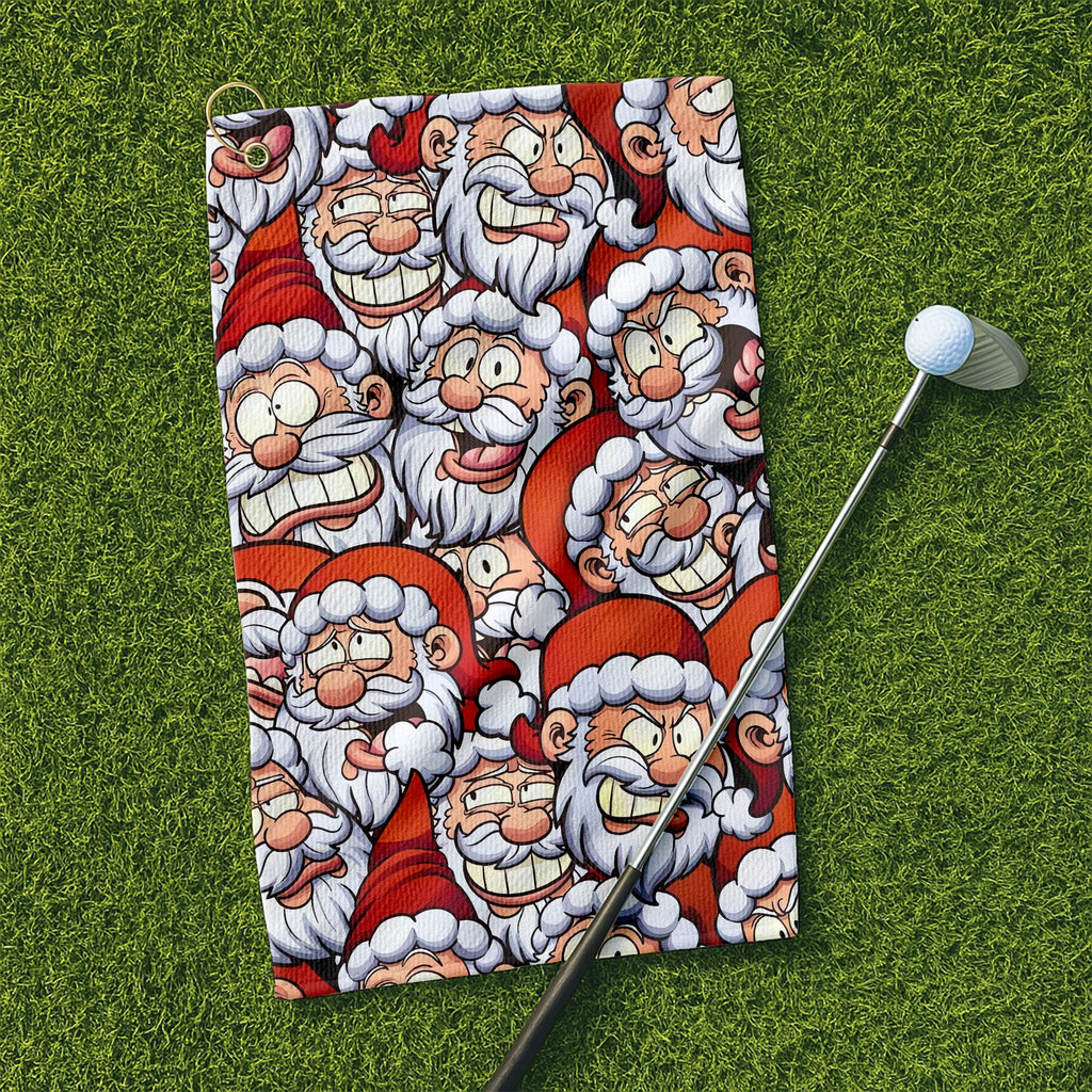 Santa Claus Face Funny Golf Towels, Golf Gift Ideas, Golfing Accessories, Christmas Golf Gift