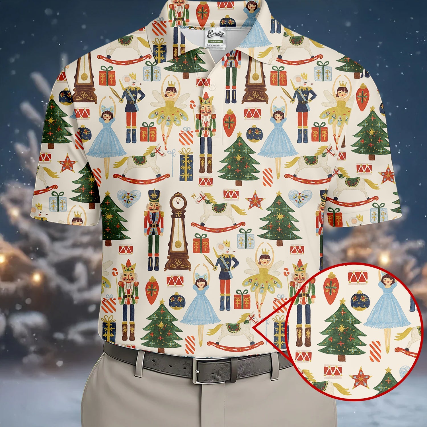 Vintage Nutcracker Christmas Golf Shirt, Men's Golf Polo Shirts, Cute Golf Outfit, Golf Gift For Men