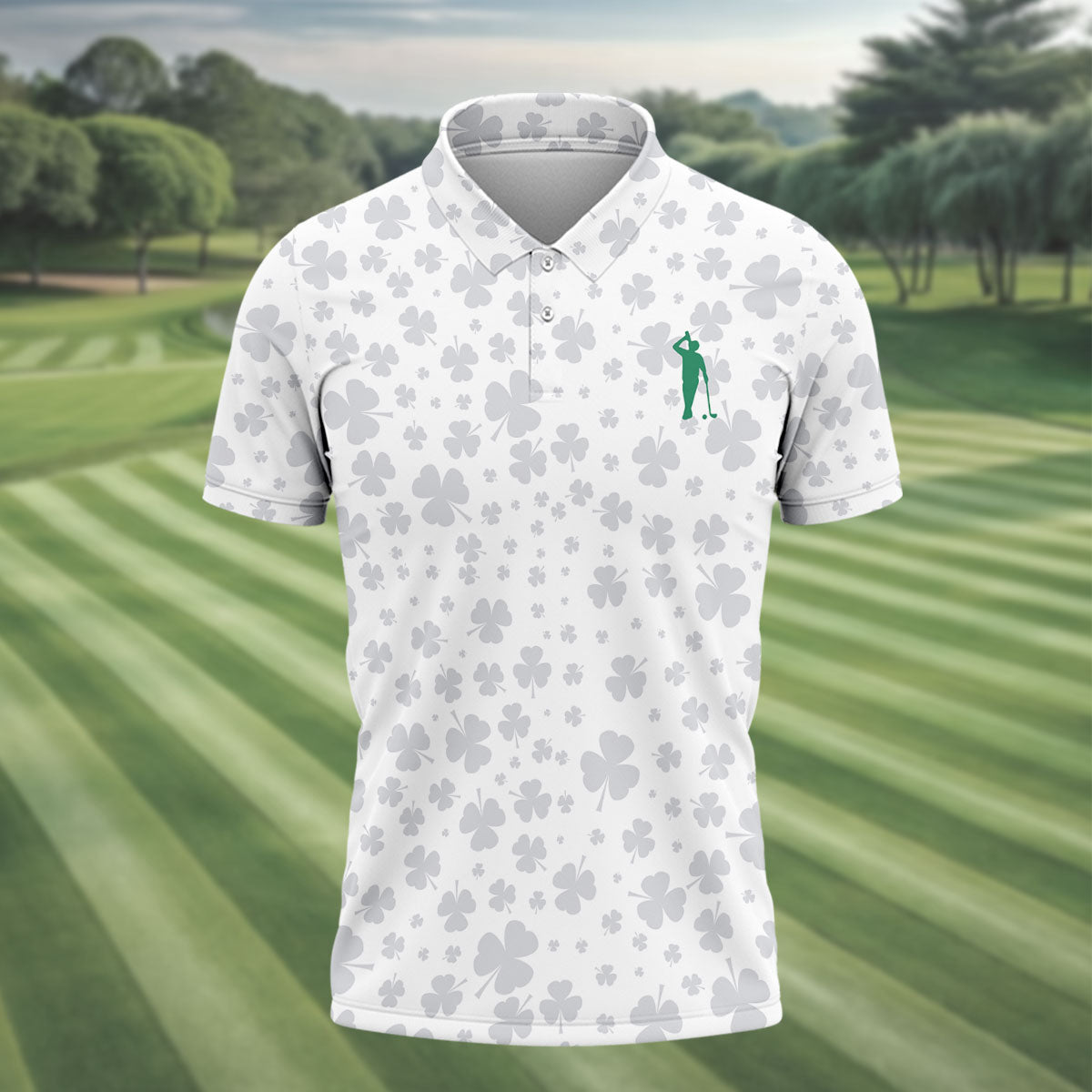 Shamrock Golf Polo Shirt, Mens Golf Shirt, St Patrick's Day Golf Shirt, Gift For Golfer