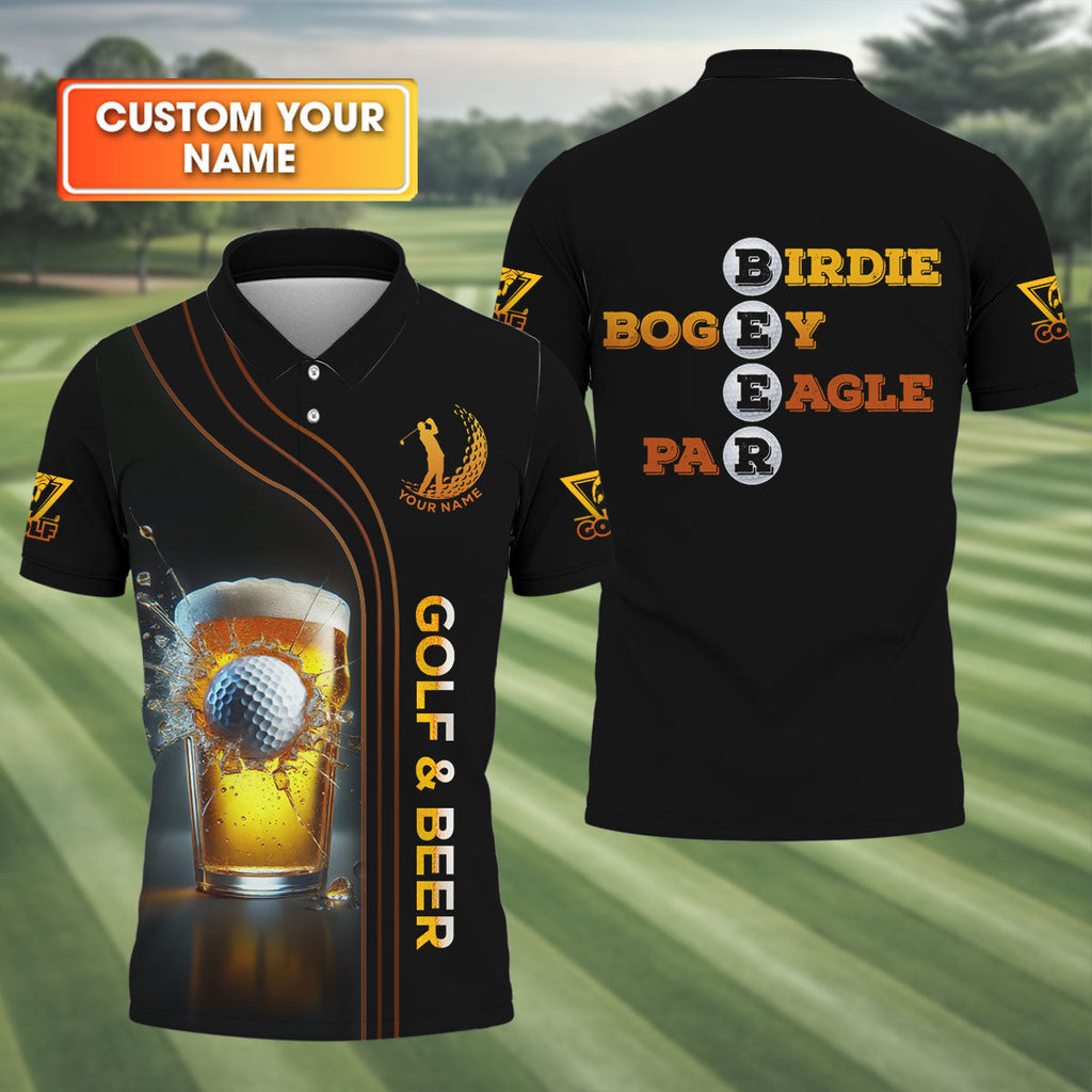 Golf And Beer Custom Funny Golf Polo ShirtMens Golf Gift, Gift For Golfers, Dad Golf Gift