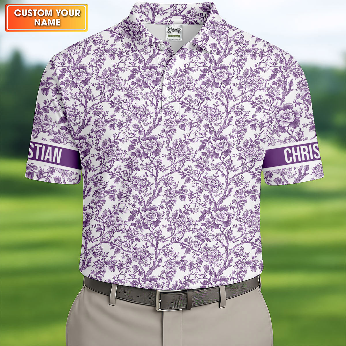 Toile De Jouy Purple Golf Shirt, Golf Tops For Men, Polo Shirts For Men, Golf Gift For Men, Golf Shirts For Men