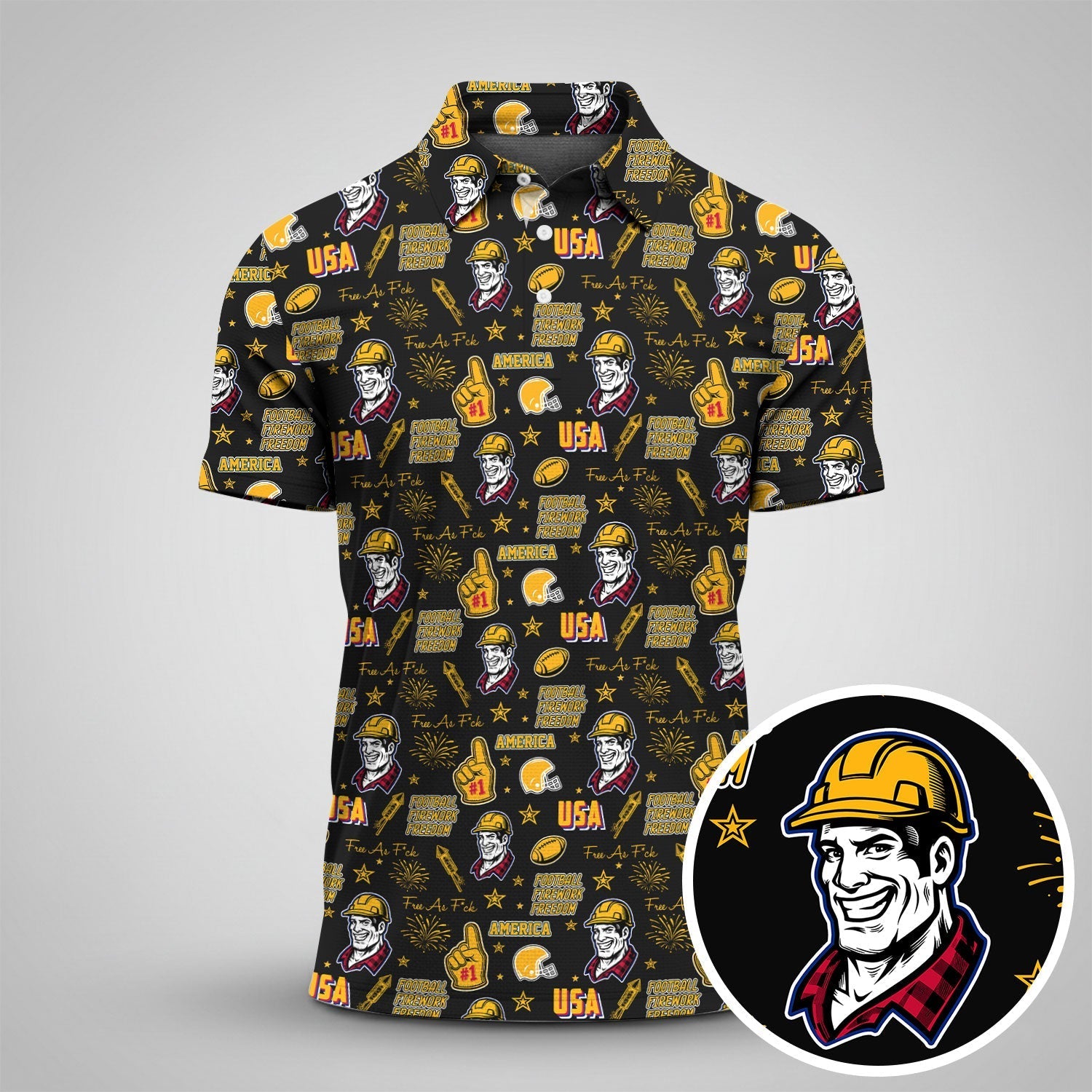 Steely McBeam American Patriotism Sport Polo, American Football League Gift Ideas For Football Fans