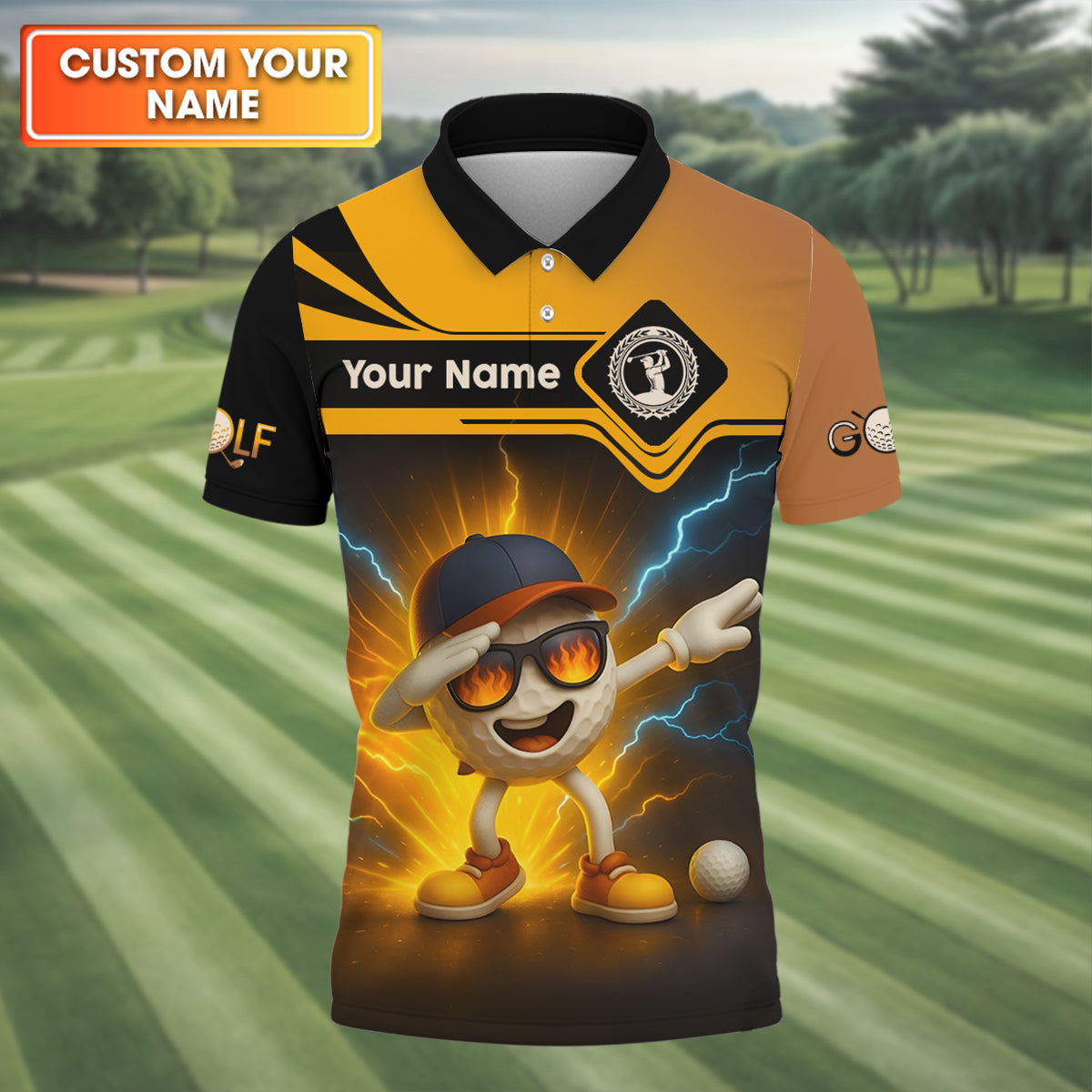 Funny Golf Ball Dabbing Shirt, Men's Funny Graphic Golf Polo Shirt, Gifts For Golfing Dad