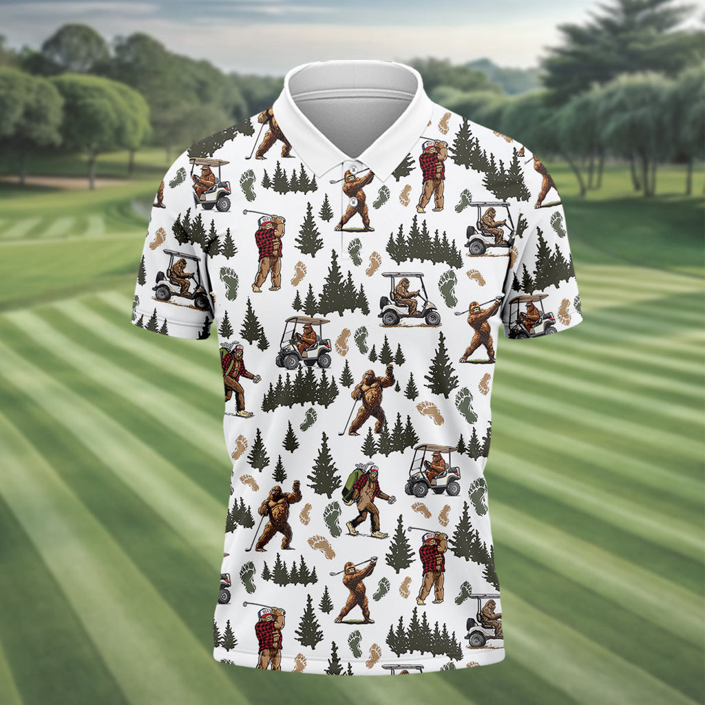 Bigfoot Sasquatch Men's Golf Polo ShirtFunny Golf Shirt, Men Golf Gifts