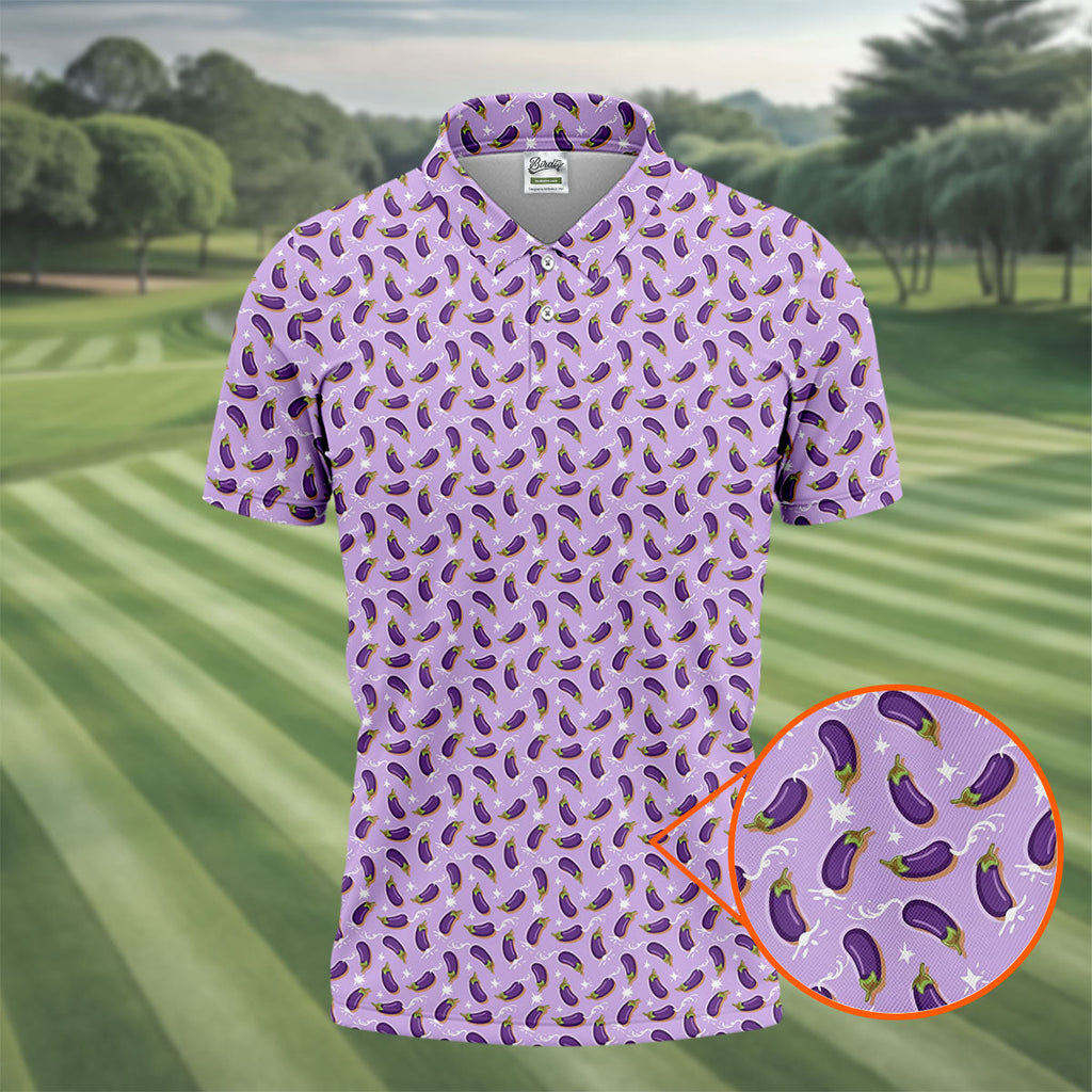 Funny Eggplant Purple Golf Shirt, Fun Golf Shirts For Men, Polo Shirts For Men, Golf Gift For Men