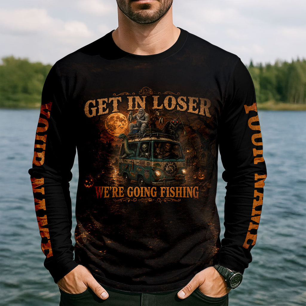 Get In Loser Were Going Fishing Halloween UPF Shirt, Funny Fishing Shirt, Mens Shirt