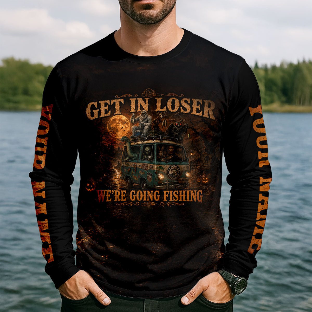 Get In Loser Were Going Fishing Halloween UPF Shirt, Funny Fishing Shirt, Mens Shirt