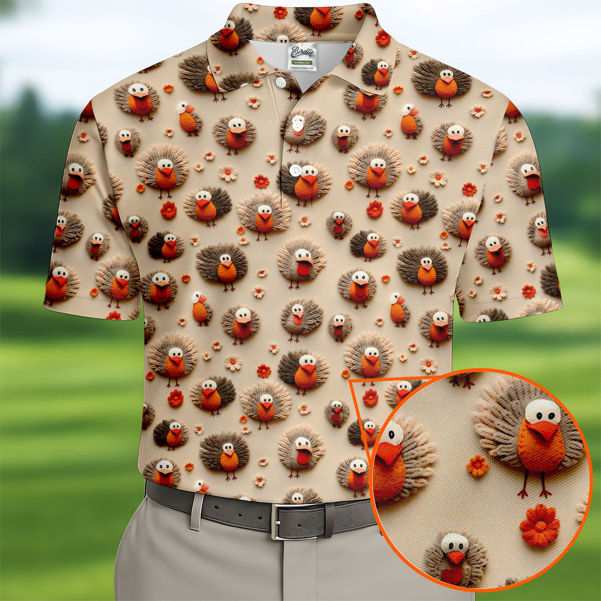 Little Turkey Thanksgiving Golf Tops For Men, Fun Golf Shirts For Men, Polo Shirts For Men, Golf Gift For Men