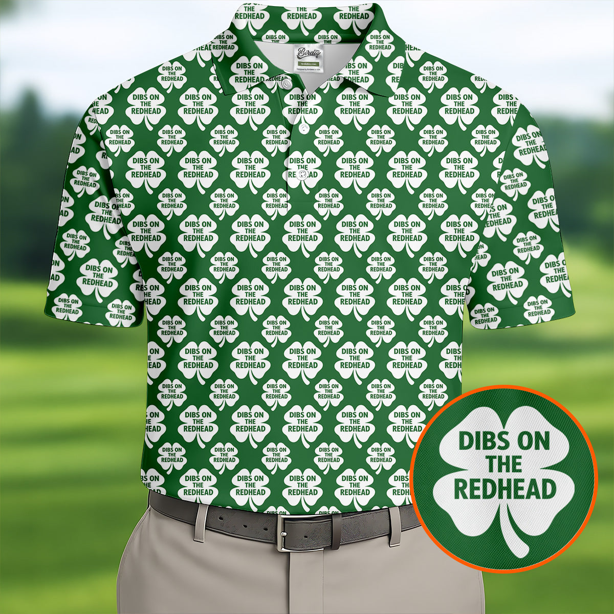 Dibs On The Redhead Lucky Four Leaf Clover St Patrick's Day Golf Shirt, Polo Shirts For Men, Golf Shirts For Men