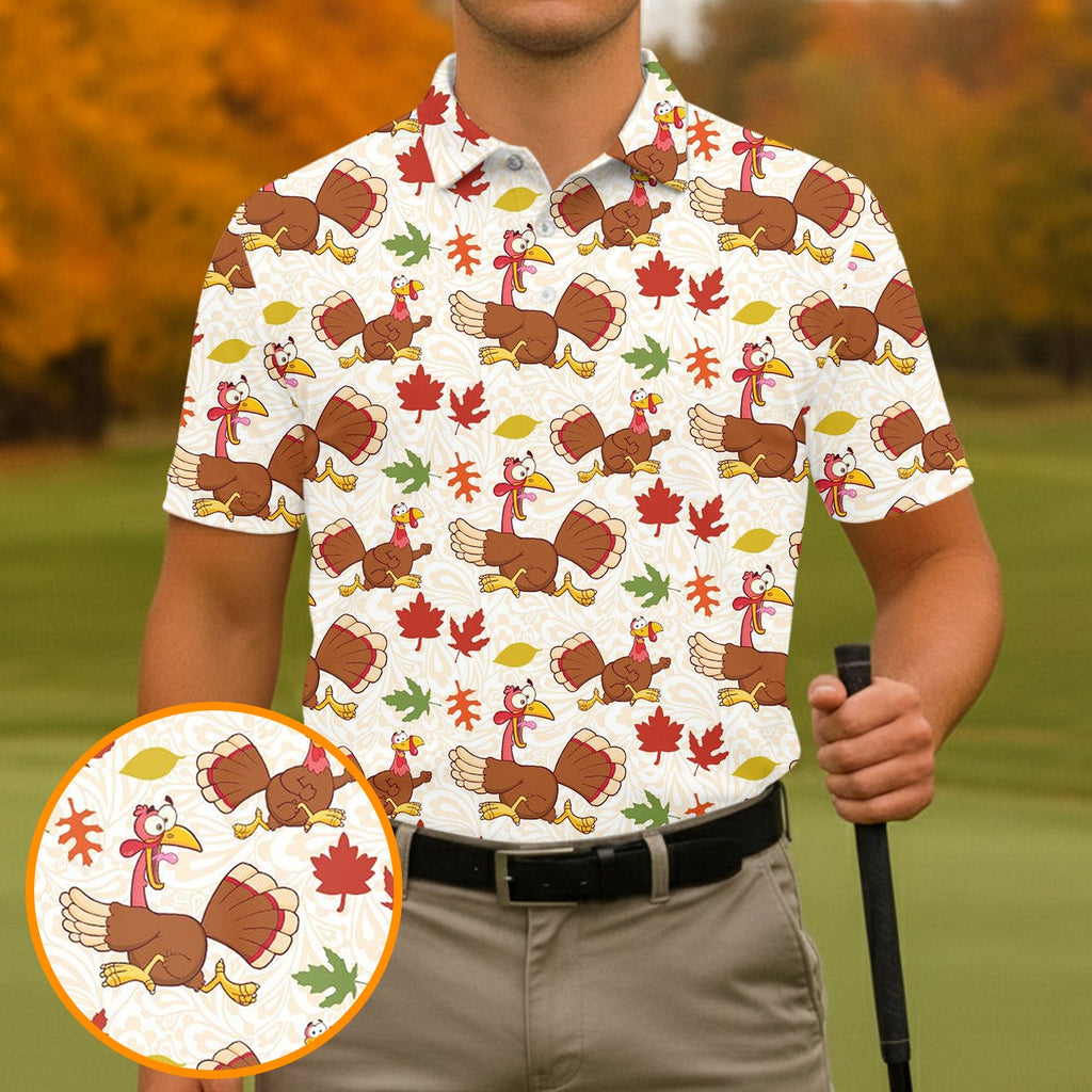 Funny Turkey Thanksgiving Golf Tops For Men, Fun Golf Shirts For Men, Cool Golf Gift, Golf Shirts For Men