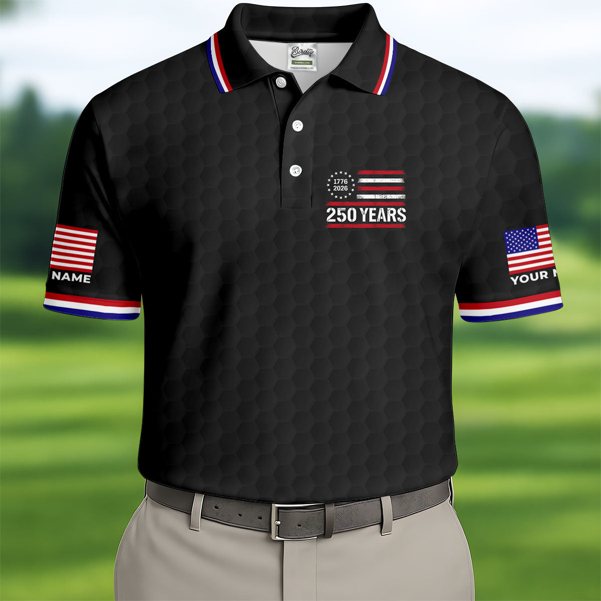 One Nation Under God We The People Black Golf Shirt, 250 Years 4th Of July Golf Shirts For Men