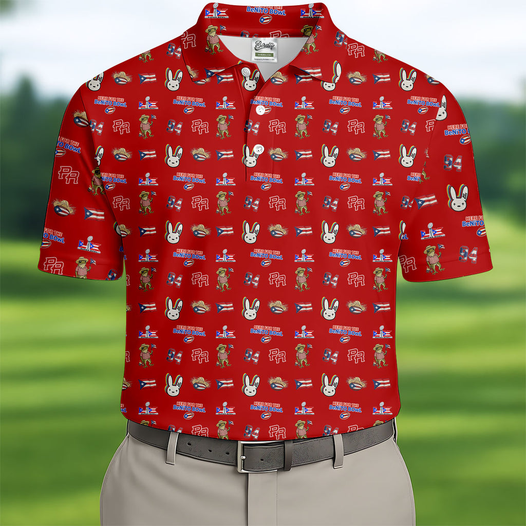 Here For The Benito Bowl Football Theme Red Men Polo, American Football League Gift Ideas For Football Fans