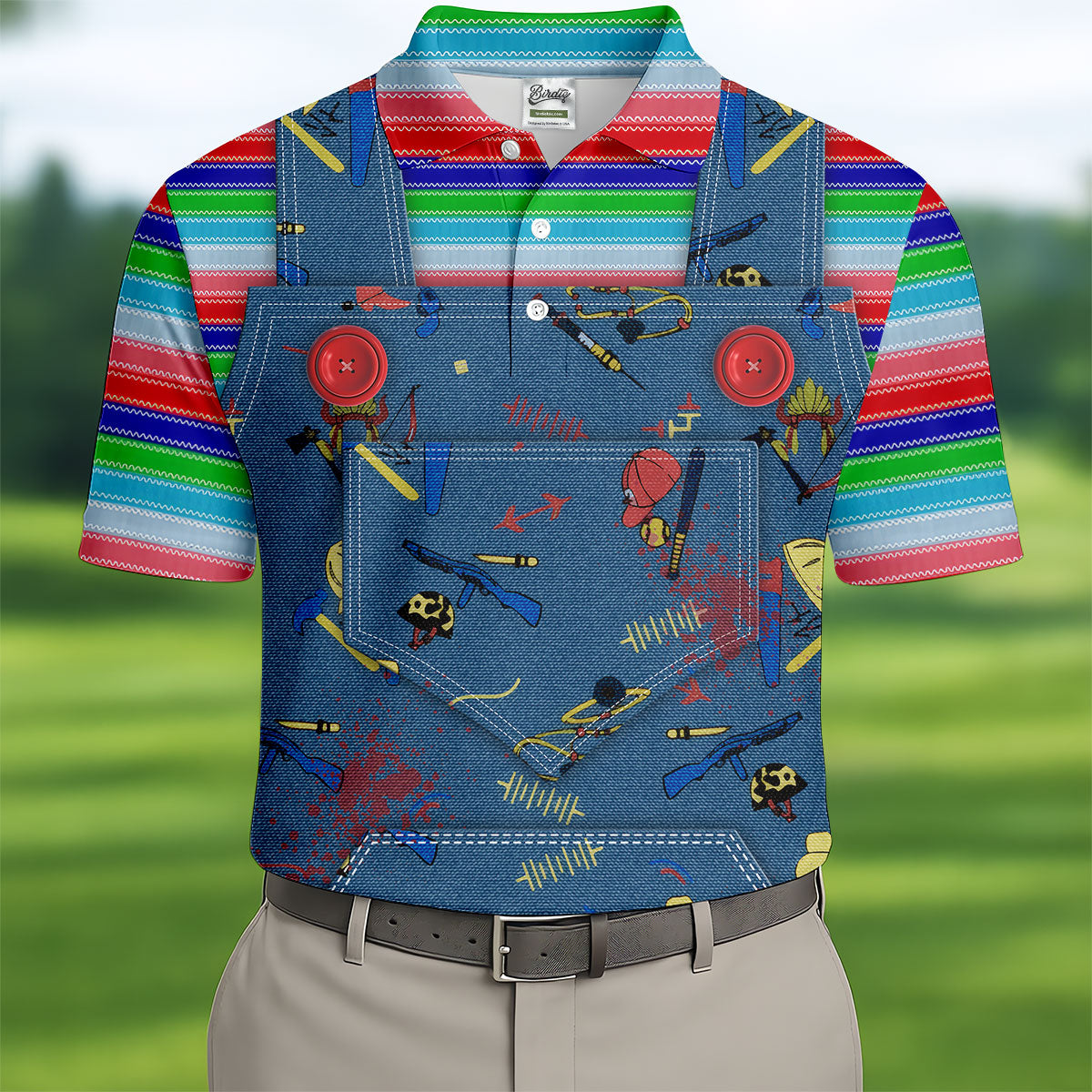 Creepy Halloween Horror Character Golf Tops For Men, Horror Cosplay Fun Men's Golf Polos, Polo Shirts For Men