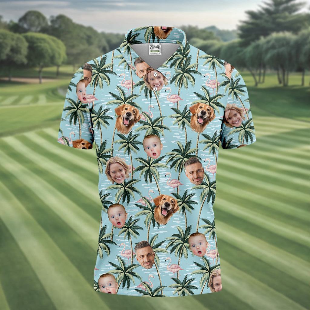 Pink Flamingo Hawaiian Shirt, Custom Team Shirt, Green Polo Shirt, Best Gifts For Men Golfers