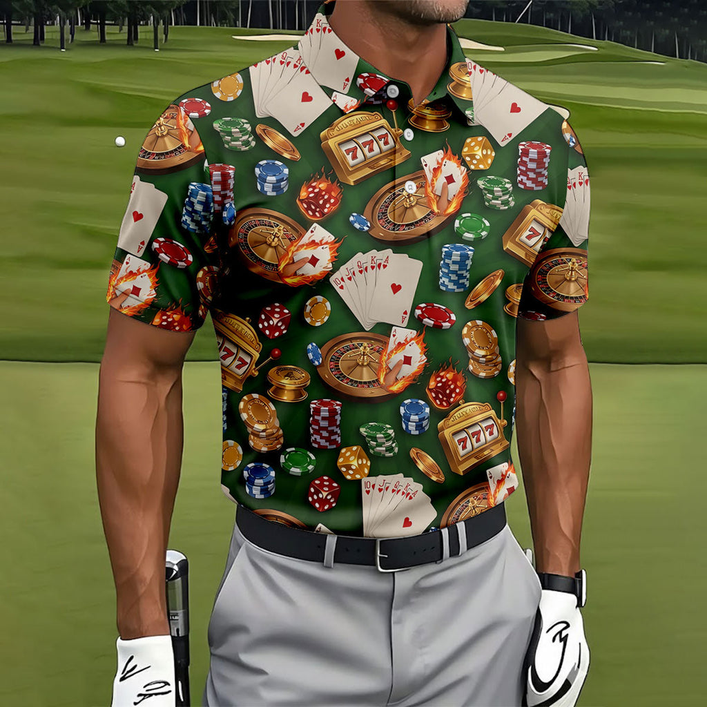 Casino Gambling Poker Golf Tops For Men, Golf Shirts For Men, Polo Shirts For Men, Golfing Apparel