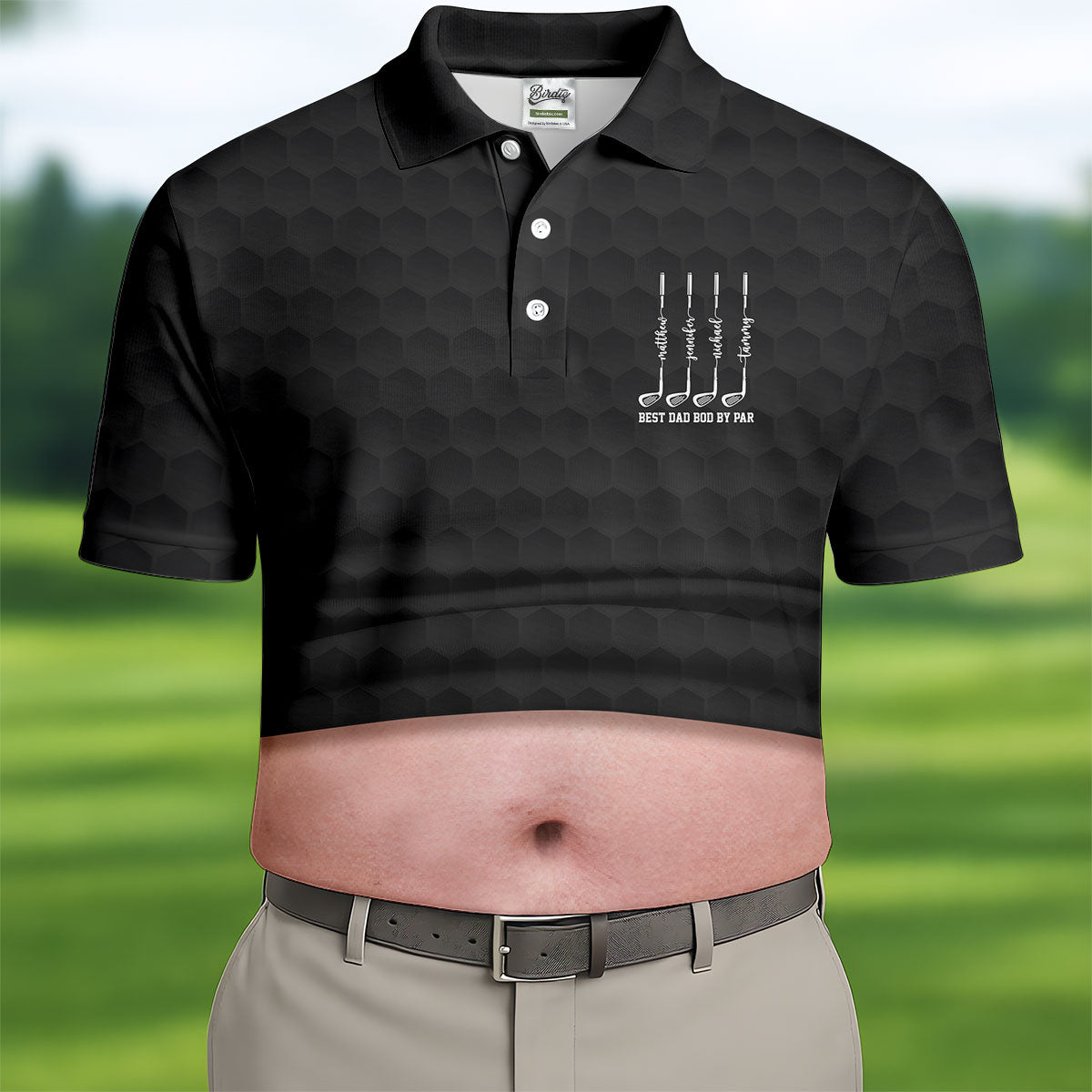 Best Dad Bod By Par Black Men's Funny Golf Polo Shirts, Father's Day Golf Shirt, Golf Gift For Dad