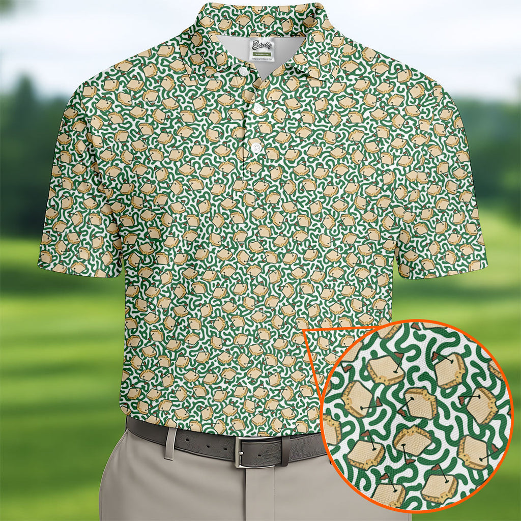 Sandwich Golf Course Seamless Pattern Performance Golf Shirt, Golf Tops For Men, Golf Shirts For Men